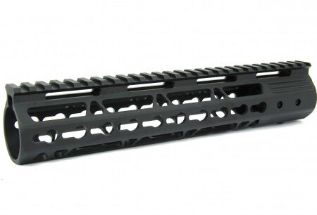 an image of the product AR15 Slim KeyMod Free Floating Modular Handguard with Rails- 10" Carbine Length- Aluminum Black- HG09-10