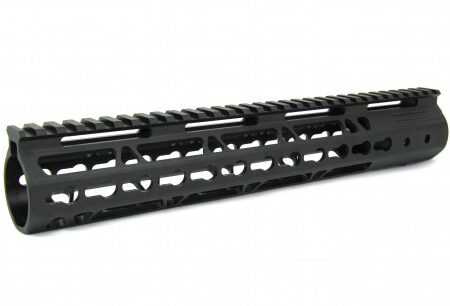an image of the product AR15 Slim KeyMod Free Floating Modular Handguard with Rails- 12" Rifle Length- Aluminum Black- HG09-12-N
