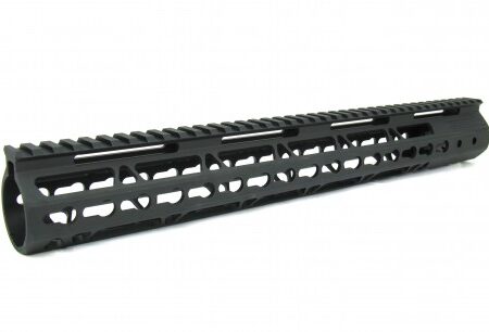 an image of the product AR15 Slim KeyMod Free Floating Modular Handguard with Rails- 15" Rifle Length- Aluminum Black- HG09-15-N