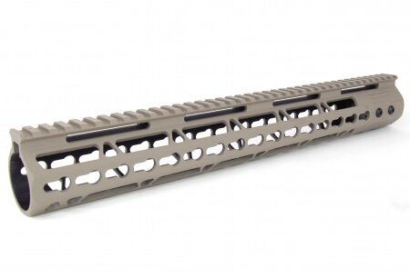 an image of the product AR15 Slim KeyMod Free Floating Modular Handguard with Rails- 15" Rifle Length- Aluminum Tan- HG09-T-15
