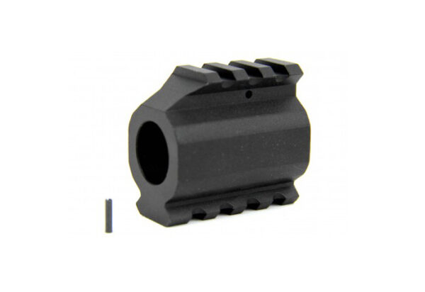 an image of the product AR15 Low Profile Gas Block .750" Diameter with Picatinny Top and Bottom Rails- Aluminum Black- MAR002