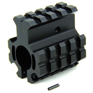 an image of the product AR15 High Profile Clamp-on Gas Block .750" Diameter with Quad Picatinny Rails- Aluminum Black- MAR005-H