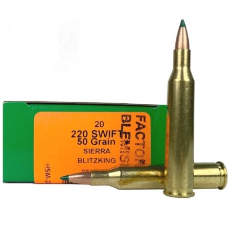 HSM Factory Blemish  .220 Swift 50 Gr. Sierra BlitzKing- Box of 20- 220SW-2-N-FB