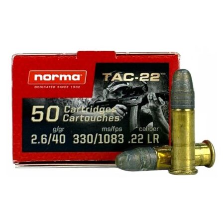 Norma TAC-22 .22 Long Rifle 40 Gr. Lead Round Nose- Box of 50- 2425092