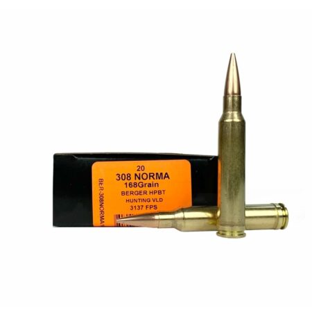 HSM Trophy Gold .308 Norma Magnum 168 Gr. Berger Hunting VLD Hollow Point Boat Tail- Box of 20