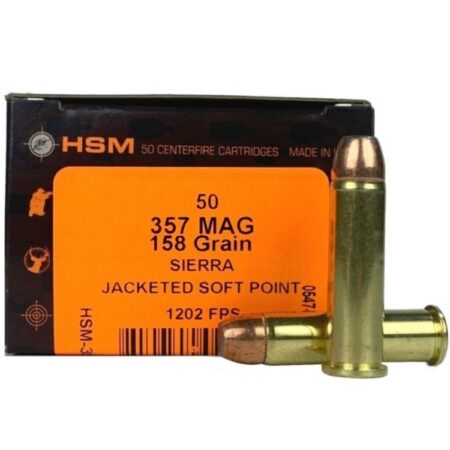 HSM .357 Magnum 158 Gr. Sierra Jacketed Soft Point- Box of 50- 357-22-N