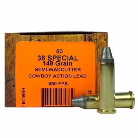 HSM Factory Blemish .38 Special 148 Gr. Semi-Wadcutter "Cowboy Action" Lead- Box of 50- 38-3-N-FB