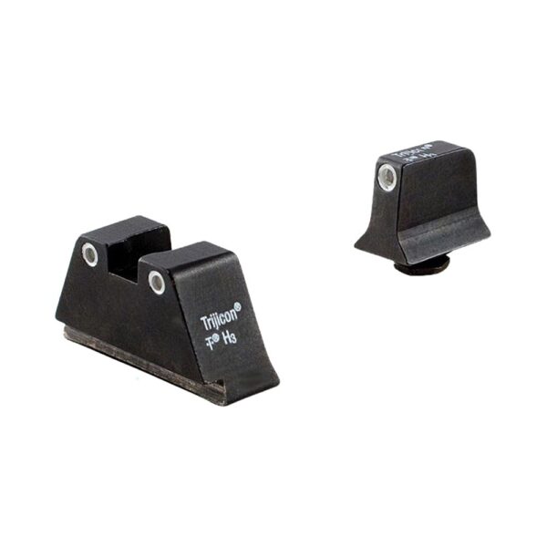 Trijicon Standard Glock Suppressor/Optic Height Night Sight Set, 3-Dot, White Outline/Tritium Green Dot- Steel Matte