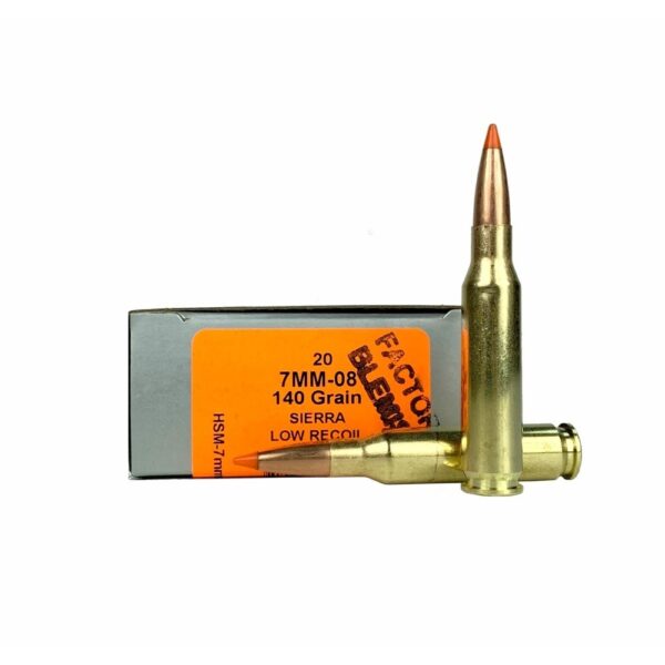 HSM Factory Blemish Low Recoil 7mm-08 Remington 140 Gr. Sierra Tipped Spitzer Boat Tail- Box of 20