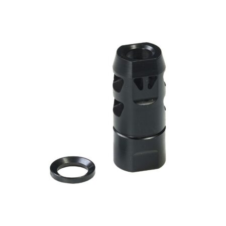 an image of the product CMMG Zeroed AR-15 9mm Muzzle Brake 1/2"-28- Steel Matte - 99DA5F5