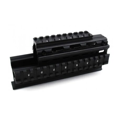 AK Light Weight 2-Piece Drop-In Quad Rail for Yugo M70 Variants- Aluminum Black- HGAK-2