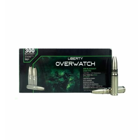 Liberty Overwatch .300 AAC Blackout 96 Gr. Custom Hollow Point Cavity- Lead-Free- Box of 20