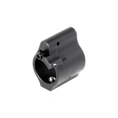 an image of the product Superlative Arms Direct Impingement Adjustable "Bleed Off" Gas Block .875" Diameter- Solid/Set Screw- Stainless Steel- Black Melonite- SABO-DI-875SM