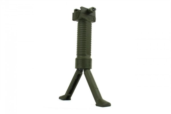 an image of the product TacFire Grip Pod Style Vertical Grip Bipod with Rail- OD Green- SPAR009