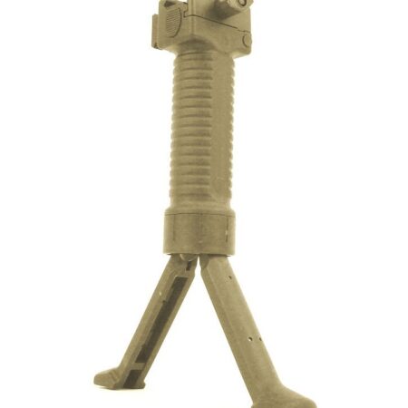 an image of the product TacFire Grip Pod Style Vertical Grip Bipod with Rail- Tan- SPAR010