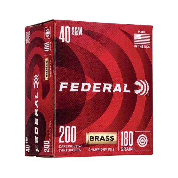 an image of the product Federal Champion Training .40 S&W 180 Gr. Full Metal Jacket- Box of 200 - WM52232