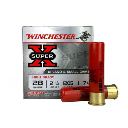 an image of the product Winchester Super-X High Brass 28 Gauge 2-3/4" 1 oz #7-1/2 Shot- Box of 25 - X28H7