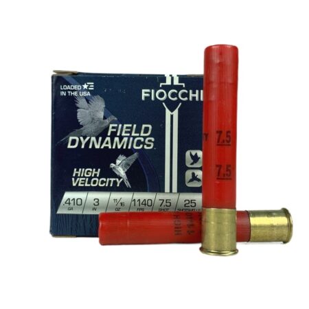 an image of the product Fiocchi Field Dynamics High Velocity .410 Bore 3" 11/16 oz #7.5 Shot- Box of 25 - 410HV75