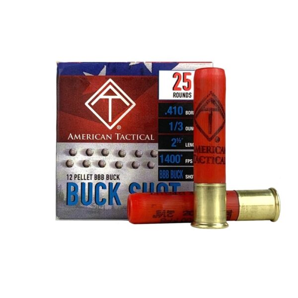 an image of the product ATI .410 Bore 2-1/2" 1/3oz 12 Pellet BBB Buckshot- Box of 25 - AC410BBB