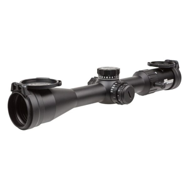 SIG SAUER WHISKEY4 4-16x44mm Hunting Rifle Scope 30mm Main Tube Illuminated Milling Hunter 0.25 MOA Reticle, FFP, Exposed Zero Stop- Black- SOW44002