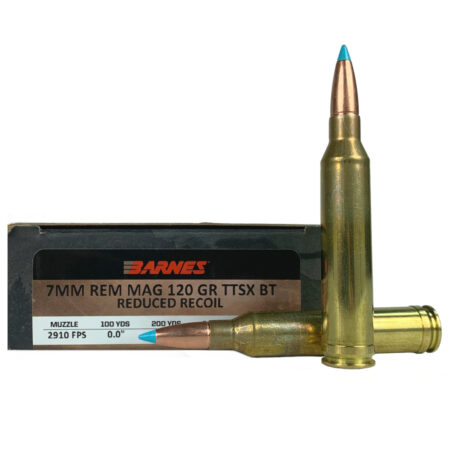 Barnes VOR-TX Reduced Recoil 7mm Remington Magnum 120 Gr. Tipped TSX Boat Tail- Lead-Free- Box of 20- 32236