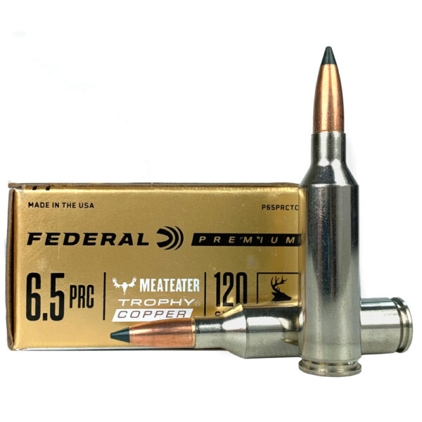 Federal Premium 6.5mm PRC 120 Gr. Trophy Copper Tipped Boat Tail- Lead-Free- Box of 20- P65PRCTC1