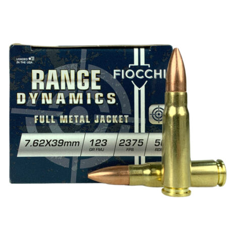 an image of the product Fiocchi Range Dynamics 7.62x39mm 123 Gr. Full Metal Jacket- Box of 50