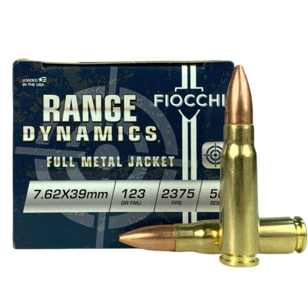 an image of the product Fiocchi Range Dynamics 7.62x39mm 123 Gr. Full Metal Jacket- Box of 50