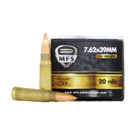 an image of the product MFS Ammunition 7.62x39mm 124 Gr. Full Metal Jacket- Box of 20- MFS76239