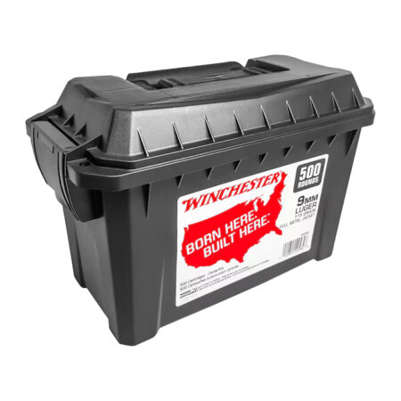 an image of the product Winchester 9mm Luger 115 Gr. Full Metal Jacket- Ammo Can of 500- WW9C