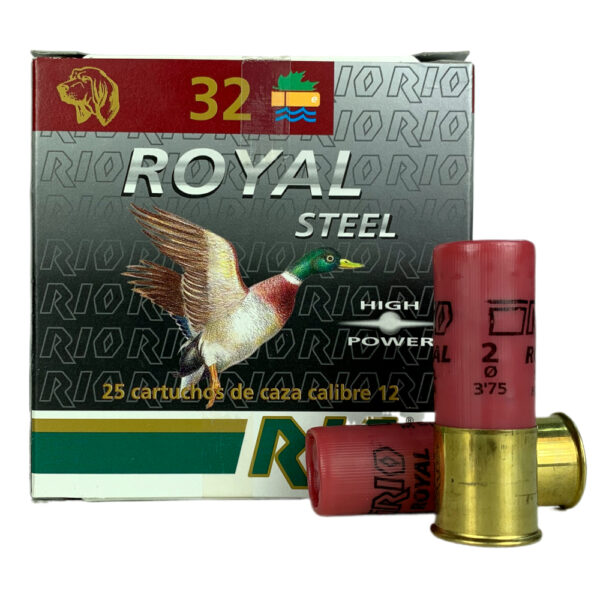 Rio Royal Steel 12 Gauge 2-3/4" 1-1/8 oz 32 Gram #2 Steel Shot- Lead Free- Box of 25