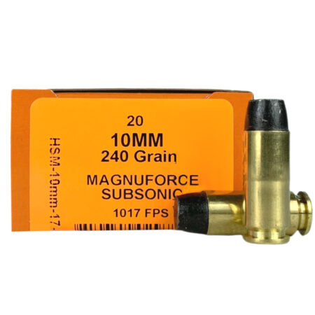 HSM Magnuforce 10mm Auto 240 Gr. Solid Lead Flat Nose- Subsonic- Box of 20