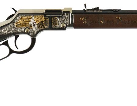 Henry H004GBA Golden Boy God Bless America Edition 22 Short Caliber with 16 LR/21 Short Capacity, 20" Octagon Barrel, Nickel-Plated Metal Finish & American Walnut Stock Right Hand