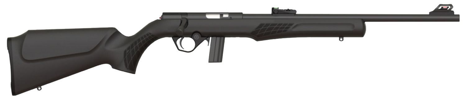 Rossi RB22L1811 RB22 Full Size 22 LR 10+1, 18" Matte Black Button Rifled Free Floating Steel Barrel, Matte Black Stainless Steel Receiver, Black Monte Carlo Stock, Right Hand