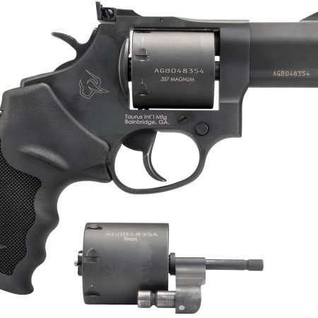 Taurus 2-692031 692  Medium 38 Special +P/357 Mag/9mm Luger 7 Shot 3" Matte Black Ported Barrel, Cylinder & Frame, Black Ribber Grip, Transfer Bar Safety, Exposed Hammer, 2 Cylinders