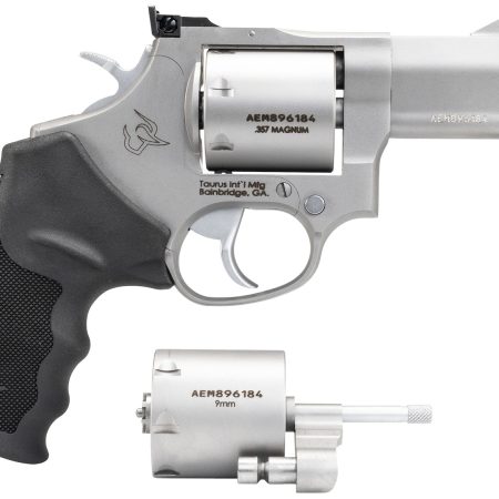 Taurus 2-692039 692  Medium 38 Special +P/357 Mag/9mm Luger 7 Shot 3" Matte Stainless Ported Barrel, Cylinder & Frame, Black Ribber Grip, Transfer Bar Safety, Exposed Hammer, 2 Cylinders