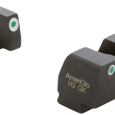 AmeriGlo XD181 Optic Compatible Sight Set for Springfield Armory XD Green Tritium White Outline Front Sight-Green Tritium White Outline Rear Sight