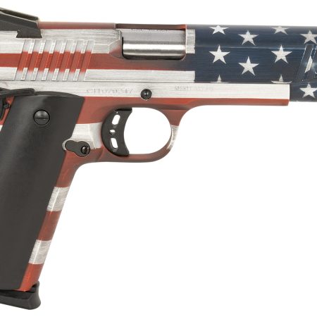 Citadel CIT45FSPUSA M1911 Government 45 ACP 8+1, 5" Stainless Steel Barrel, American Flag Cerakote Serrated Steel Slide, Steel Frame w/Beavertail, Ambidextrous