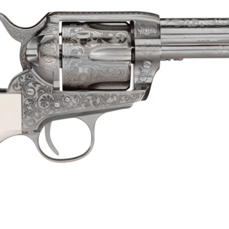 Taylors & Company 200058 1873 Cattleman Outlaw Legacy 357 Mag Caliber with 4.75" Barrel, 6rd Capacity Cylinder, Overall Nickel Engraved Finish Steel & Ivory Synthetic Grip