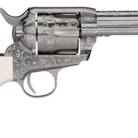 Taylors & Company 200057 1873 Cattleman Outlaw Legacy 45 Colt (LC) Caliber with 4.75" Barrel, 6rd Capacity Cylinder, Overall Nickel Engraved Finish Steel & Ivory Synthetic Grip