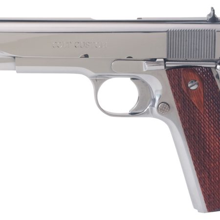 Colt Mfg O1070BSTS 1911 Government 45 ACP 7+1 5" Stainless National Match Barrel, Serrated Slide & Frame w/Beavertail, Redwood Grip