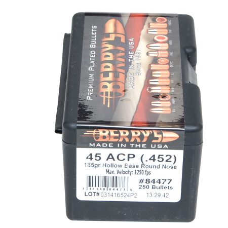 Berry's 84477 Superior Pistol 45Cal 185gr Hollow Base Round Nose 250/Box