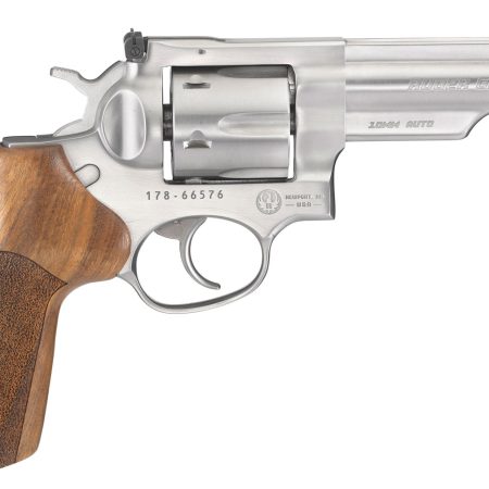 Ruger 1775 GP100 Match Champion 10mm Auto 6rd 4.20" Satin Stainless Half-Lug Barrel, Cylinder & Frame, Hogue Stippled Hardwood Grip, Transfer Bar Safety