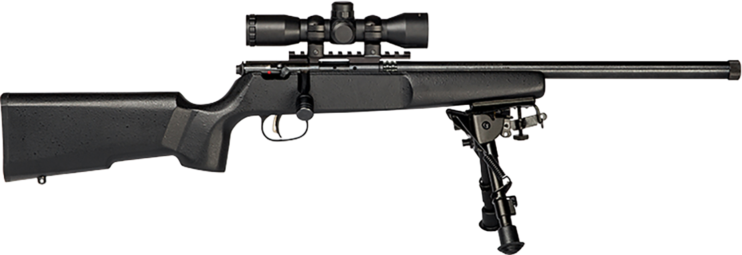 Savage Arms 13824 Rascal Target XP Youth 22 LR 1rd 16.12" Barrel, Matte Blued Metal Finish, Matte Black Synthetic Stock Includes 4x32mm Scope & Bipod
