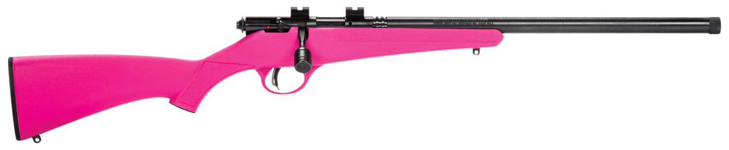 Savage Arms 13835 Rascal FLV-SR Youth 22 LR 1rd 16.12" Matte Blued Heavy Barrel, Matte Blued Carbon Steel Receiver, Pink Synthetic Stock, Right Hand