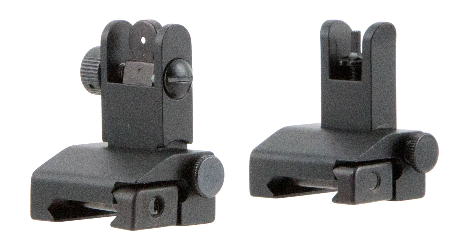 TacFire IS002 Pop Up Iron Sights/Spring Loaded Black Anodized Flip Up for AR-Platform