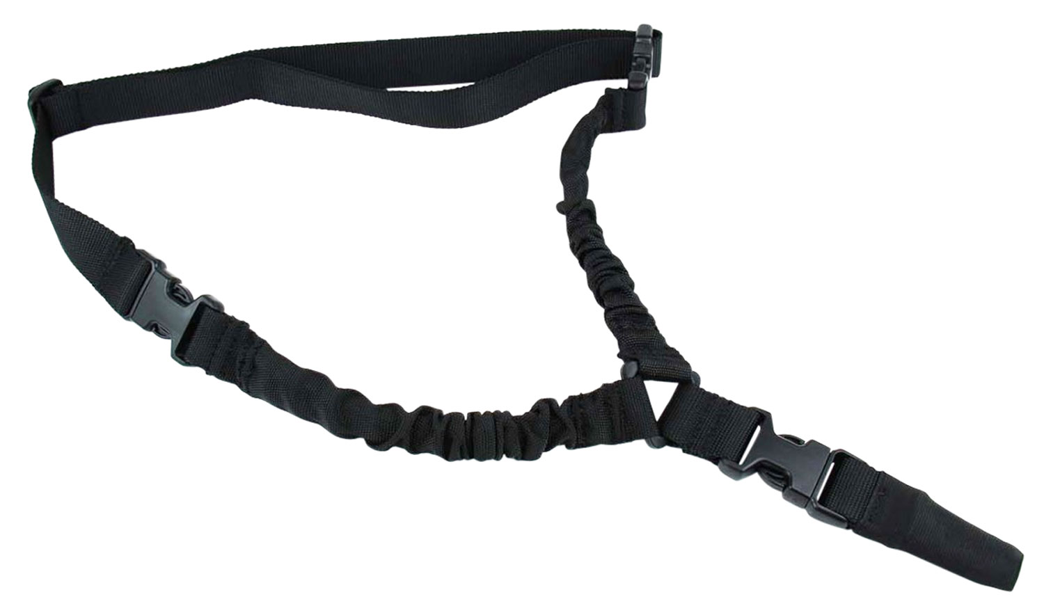 TacFire SL002B One Point Sling Black Nylon 30"-40" OAL Adjustable Double Bungee Rifle