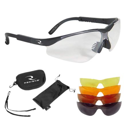 Radians T85RC T-85 Shooting Glass Kit Adult Clear/Smoke Gray/Amber/Copper/Orange Lens Polycarbonate Black Frame