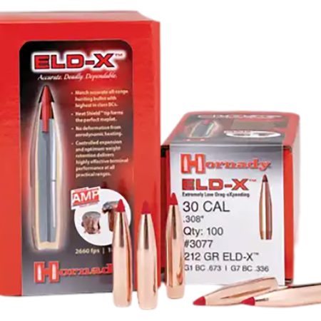 Hornady 3077 ELD-X  30 Cal .308 212 gr Extremely Low Drag eXpanding 100 Per Box/ 15 Case