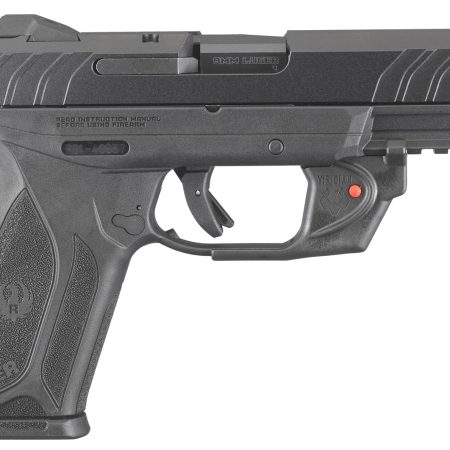 Ruger 3816 Security-9  9mm Luger  4" Barrel 15+1, Black Polymer Frame With Picatinny Acc. Rail, Front Serrated Black Oxide Steel Slide, Manual Safety, Includes Viridian Red Laser